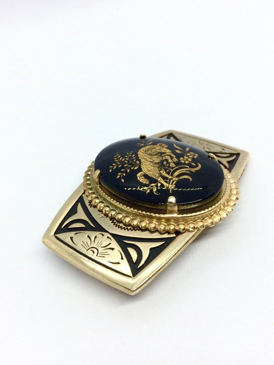 VINTAGE RAM BELT Buckle Aries Zodiac Black Gold Tone Enamel main image 13